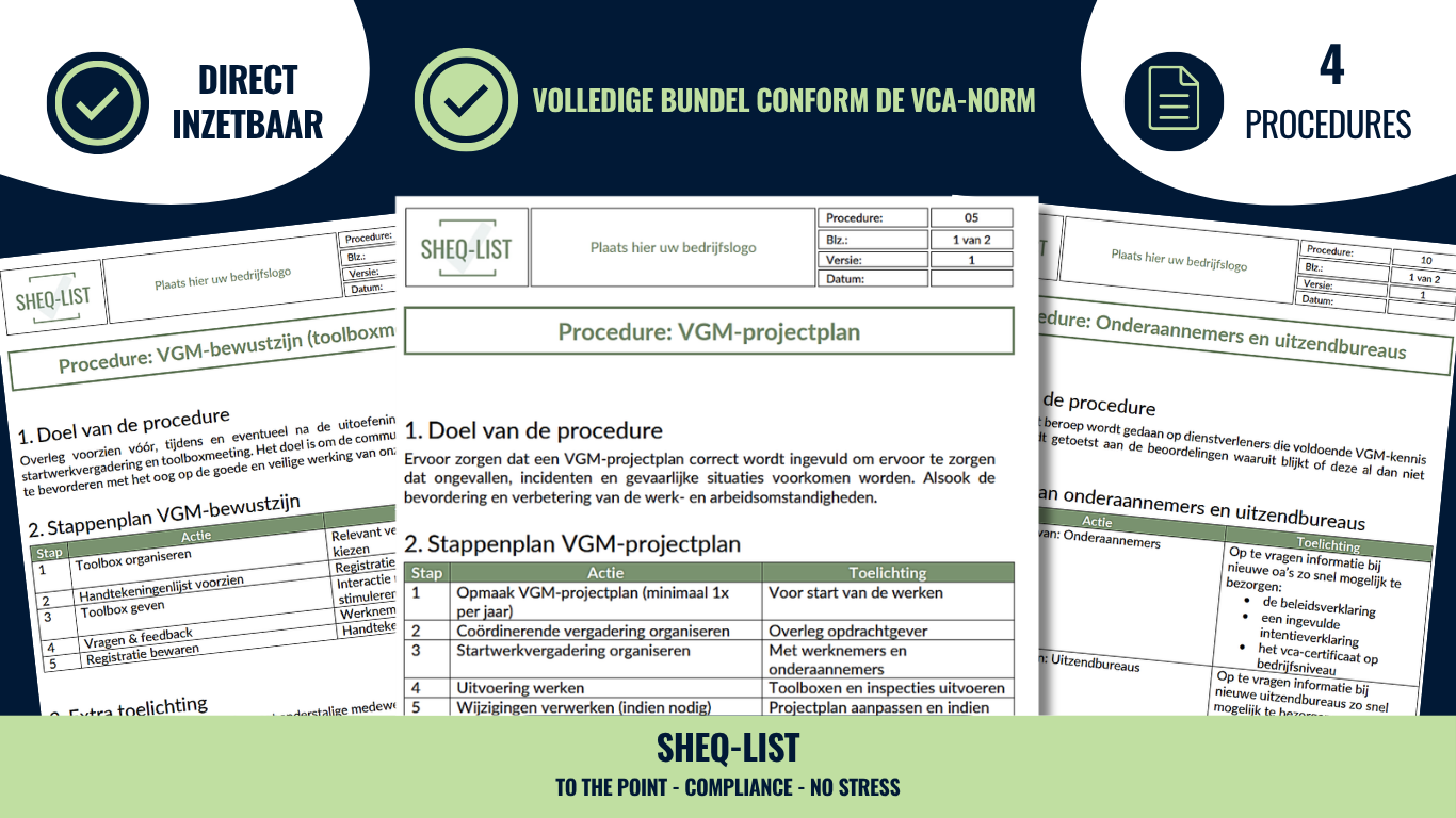 Overgang VCA* naar VCA**: digitale procedurebundel